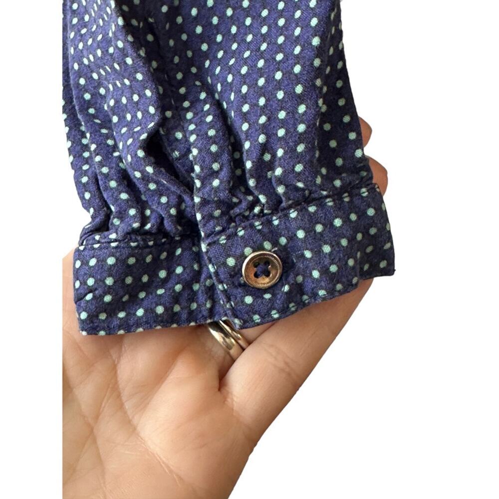 Tommy Hilfiger Navy Blue & Green Polka Dot V-Neckline Long Sleeve Top Sz Small - Picture 3 of 7